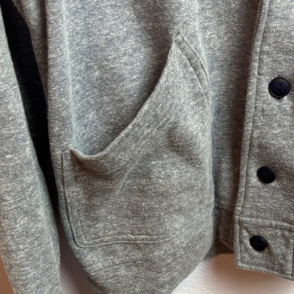 Levi's Charcoal Gray Blue Collar Men’s Cardigan Sweatshirt with Elbow Patches - Picture 5 of 6